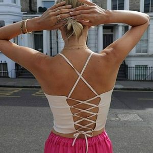 Leonni Haan Fitted Strappy Halter Corset Crop Top